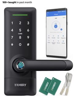 Smart Door Lock, Biometric Fingerprint, Keyless Entry, App Control, 6 Ways to Unlock, DIY Installation, Black