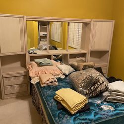 White Wash Oak Queen Bedroom Built-In