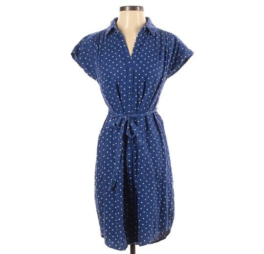 Old Navy Blue and White Vintage Style Polka Dot Maternity Dress, XS