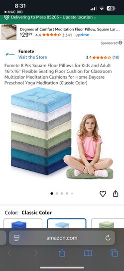 Fumete 8piece Square Floor Pillows For Kids And Adults 16”x16”