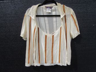 John Galliano Paris Tan/Brown Leather Knit Camisole & Cardigan Size Medium/Large