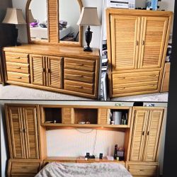 Solid Wood Queen Bedroom set with unmatched storage