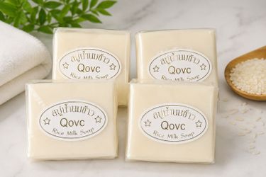Lot of 4 Qovc Rice Milk Soap Bars 65g Glutathione Collagen Moisturizing Soap