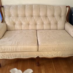 White Queen Anne Style 2 Seat Sofa