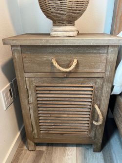 Rustic night stand and lamp