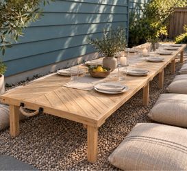 Low Boho Wood Outdoor Dining Table