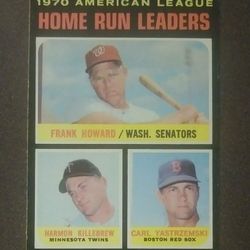 1971 Topps American League Home Run Leaders 1970 #65 Frank Howard Harmon Killebrew Carl Yastrzemski Baseball Card Vintage Collectible Sports MLB