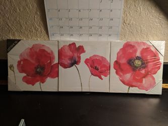 3 Poppy flower panitings brand new!