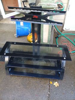 Z-Line Black Glass TV Stand with Mount