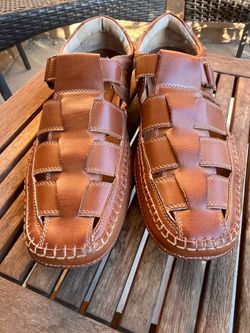 GBX Sentaur Mens Brown Leather Slip On Sport Sandals Shoes