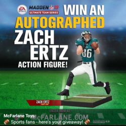 Autographed Zach Ertz of the Philadelphia Eagles action figure