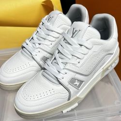 Cowhide White Cement Low-top Fashion Sneakers Unisex White