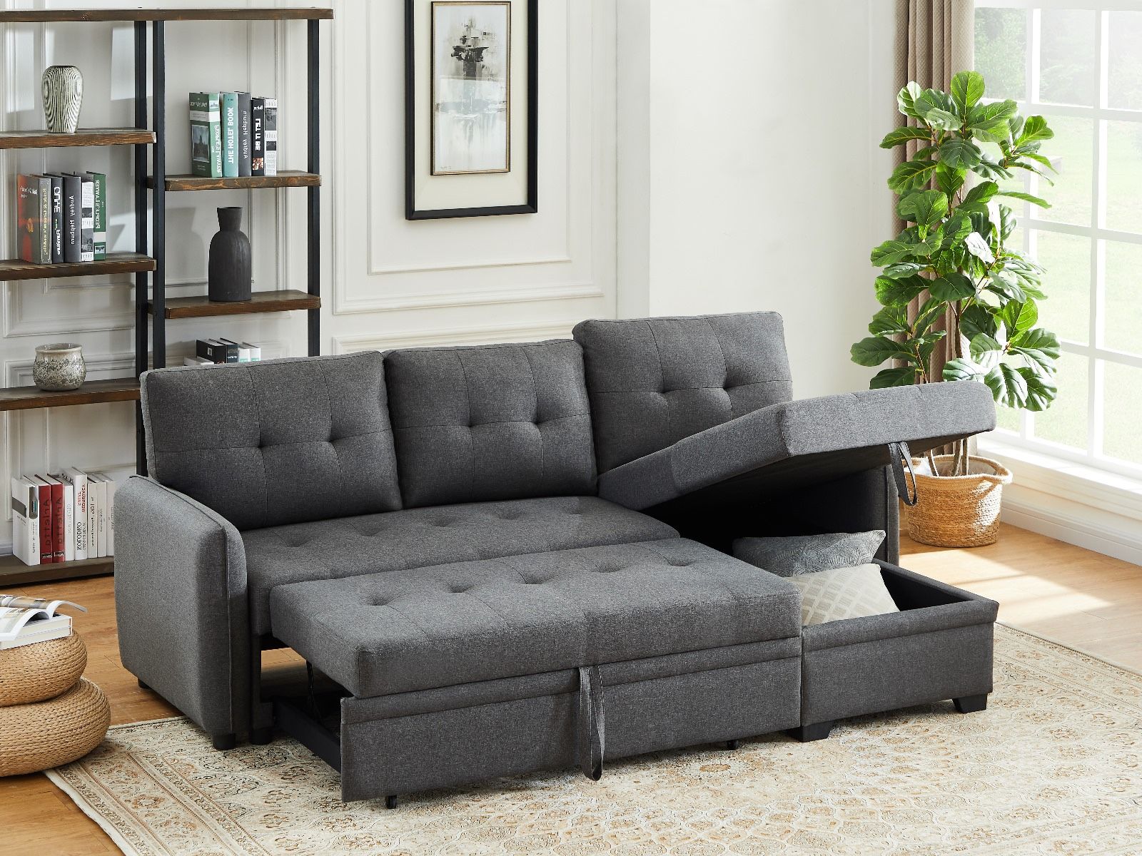 !New! Comfortable Reversible Sectional Sofa Bed, Sofabed, Sectional, Sectionals, Sofabed, Sectional Sofa With Storage, Sleeper Sofa, Sofa Couch Bed