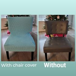 Extra Wide Faux Leather Grey Accent Chair with Cover!