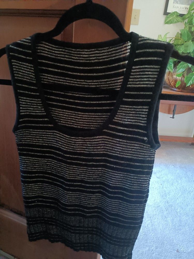 1970s  Disco Vest Black Top 