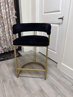 Velvet bar stool with barrel back rest
