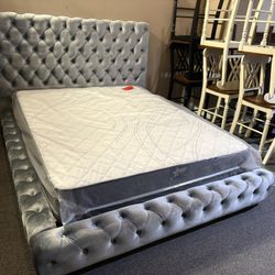 New Queen Platform Bed & Mattress