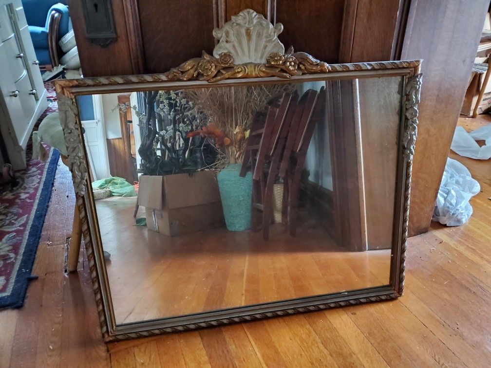 Vintage Large Wooden Frame Mirror