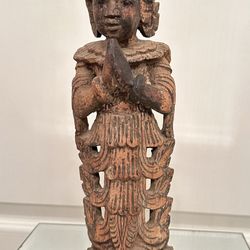 Antique Polychrome Hand Carved Statue 