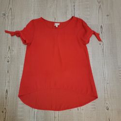 Meraki Coral Blouse with Tie Sleeves Size Small