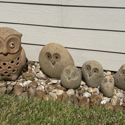 Fall Large Mexican Clay Owl Luminary Heavy Stone Rock Garden Statute Lawn Yard Decor