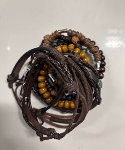 Beaded and Leather Bracelet Set