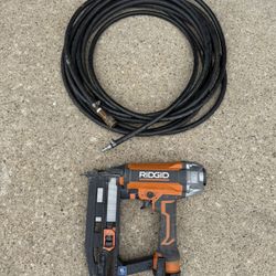 RIDGID Straight Finish Nailer,  With 40ft Air Hose.