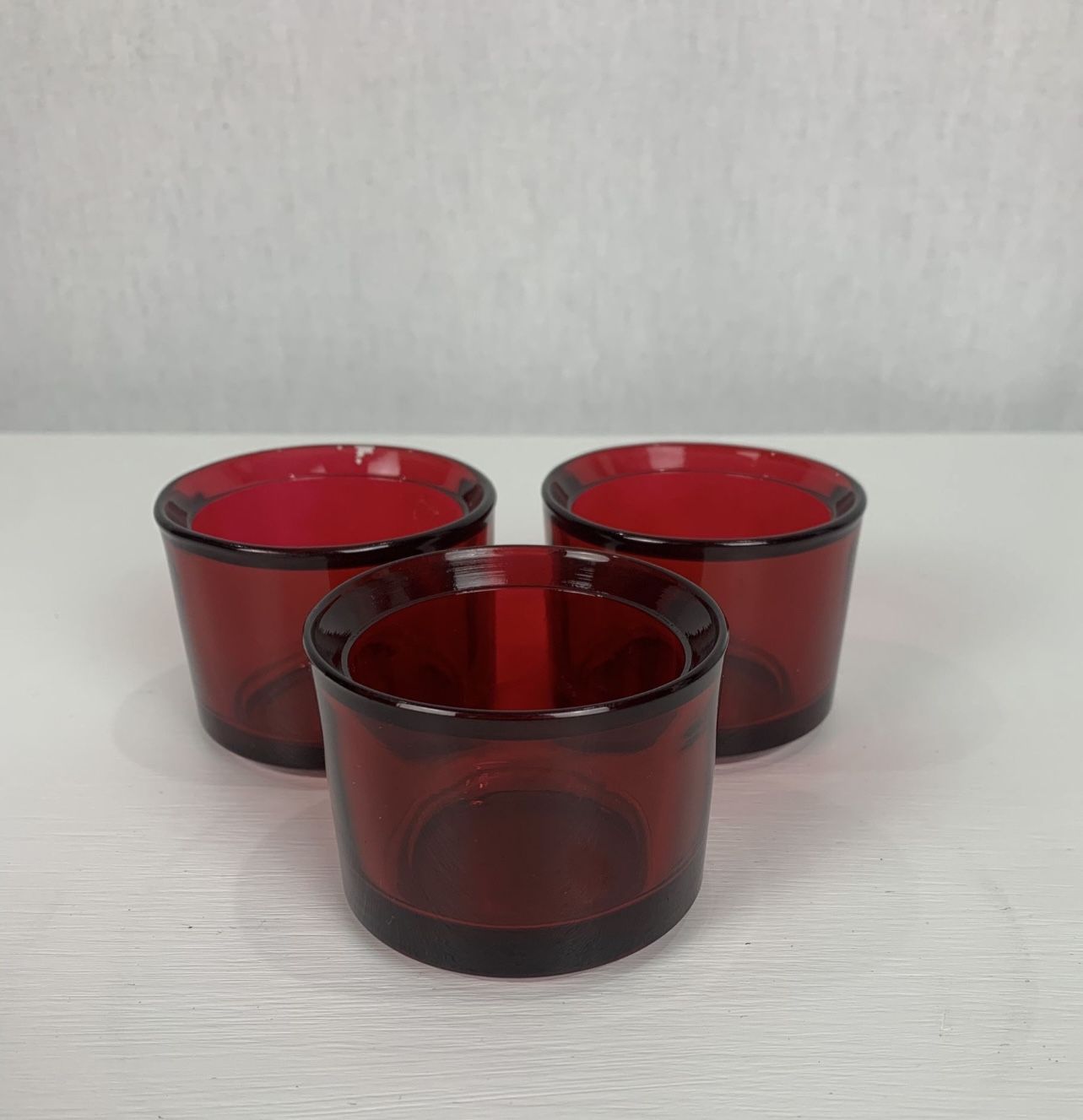 9 Small Red Glass Candle Holders