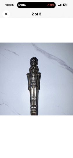 SILINGER Nutcracker Metal Figurine Spoon Silver Christmas Decorative