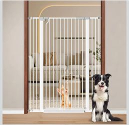 Extra Tall Baby Gate 51 Inch Walk Through Pet Gate Pressure Mounted Auto Close White