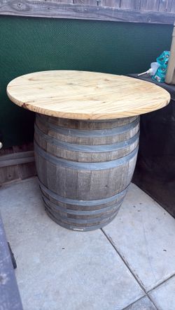 Wine barrel table