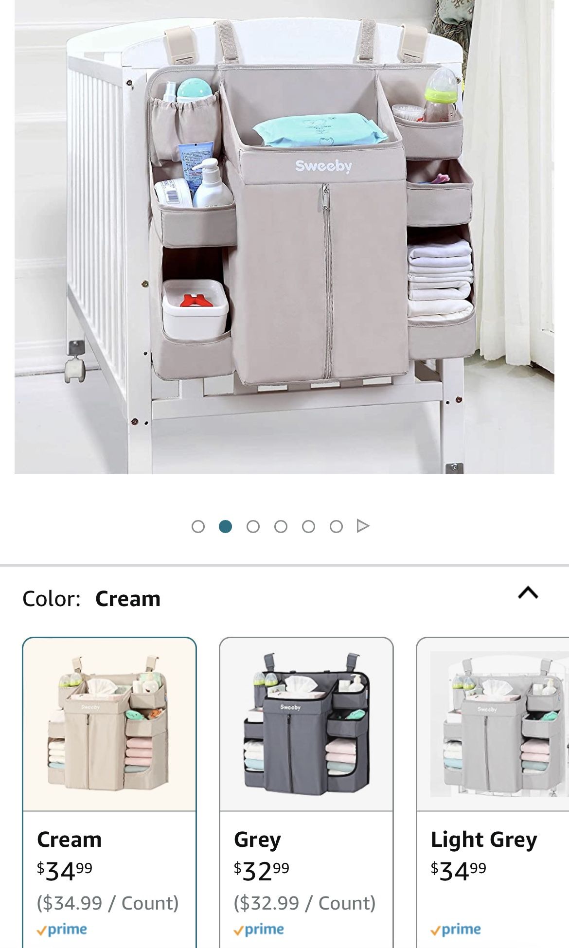 Changing table diaper organizer