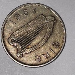 1963 IRELAND 6 PENCE COIN
