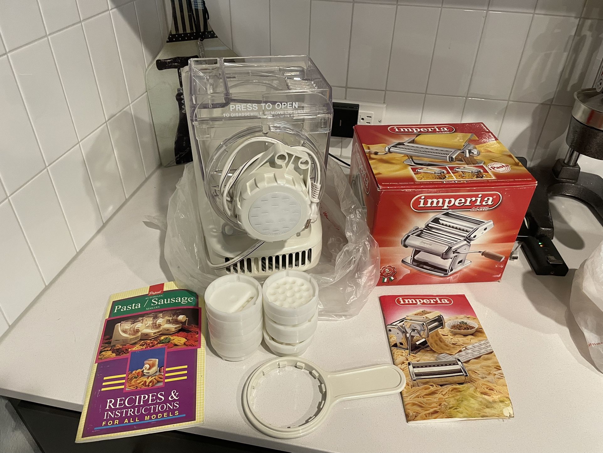 Popeil Pasta/Sausage Maker & Imperia Pasta Machine - New Unused