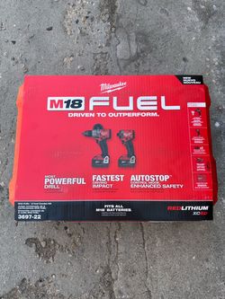 Milwaukee M18 FUEL 18V Lithium-Ion Brushless Cordless Hammer Drill & Impact Driver Combo Kit w/  2 Batteries  $289 New