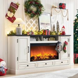 No fireplace tv stand only T4TREAM Farmhouse 70" TV Stand for TVs up to 80"
