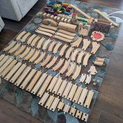 Vintage Brio Wooden Train Set Lot