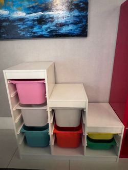 White Storage combination with 7 boxes