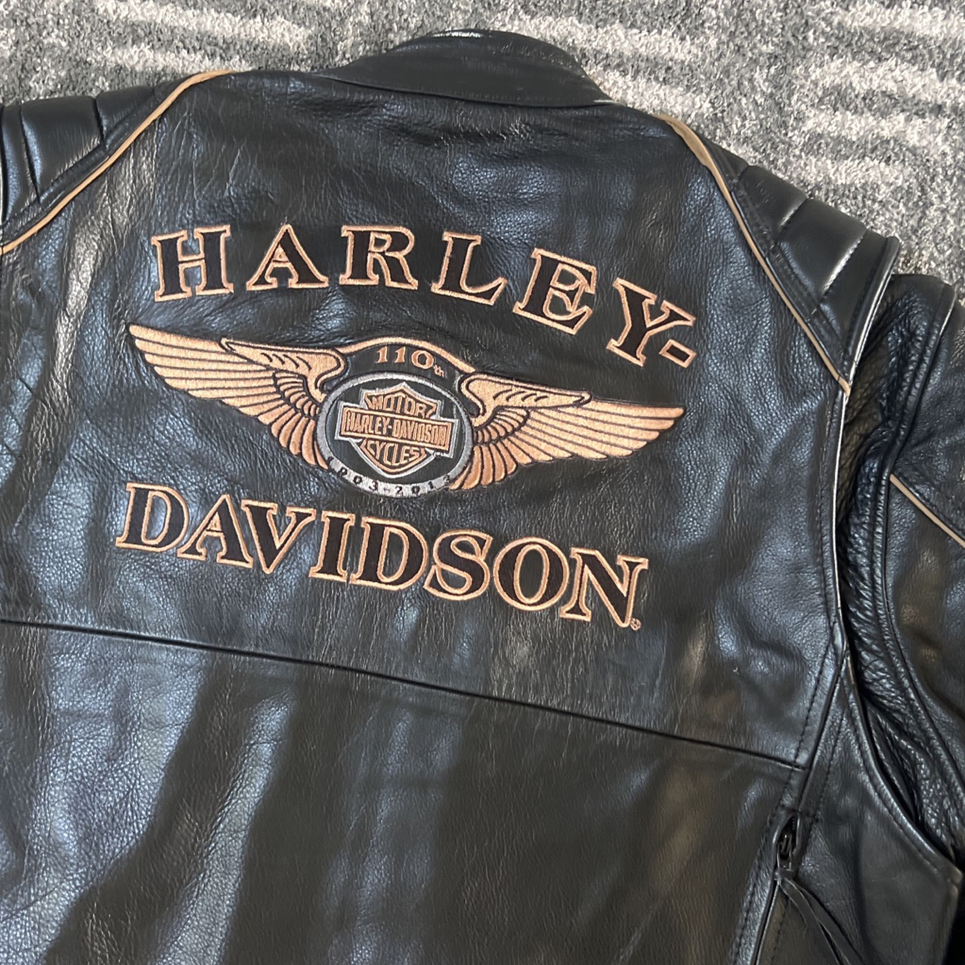Harley Davidson Mens 110th Anniversary Black Leather Jacket Size