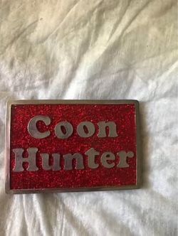belt buckle- coon hunter, (READ DESCRIPTION)