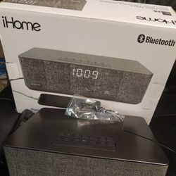 iHome iBT233V2G Bluetooth Dual Alarm Stereo Clock Radio Dual USB Charging Gray