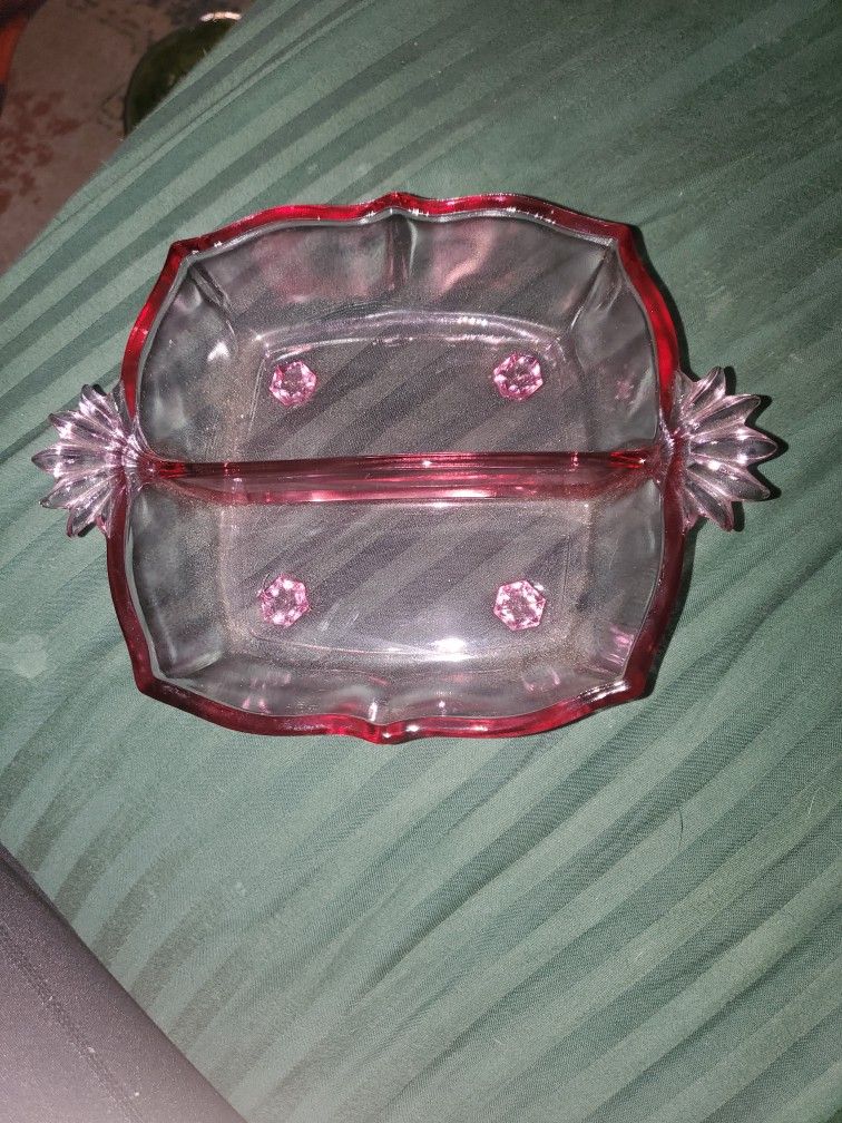 Vintage Glass Dish Pink