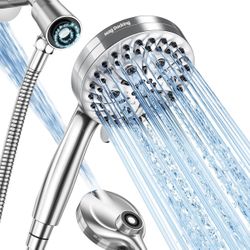 10 Sprays High Pressure Shower Head - Filtered Shower Head with Handheld - Built in Magnetic Docking & Power Jets - Leak-proof Hose & Adjustable Brack