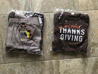 New! Thanksgiving onesie and pants 12 months