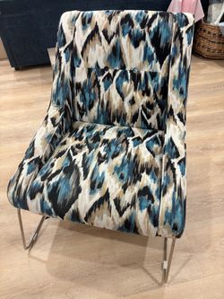 Modern Accent Chair with Ikat Print Fabric