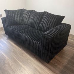 Black Corduroy Sofa & Loveseat Super Soft & Comfortable $699 (New still In Box)