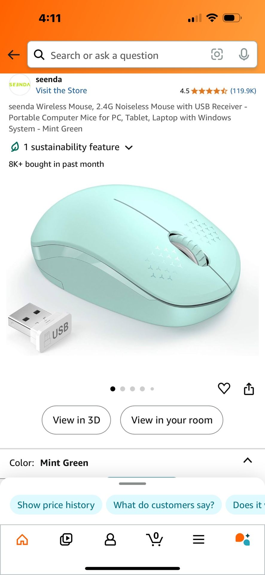 New Mint Green Wireless Mouse