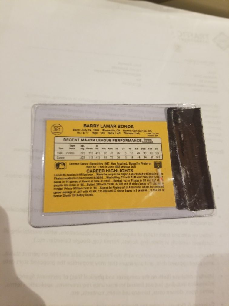 Barry bonds rookie card 8.5 grade