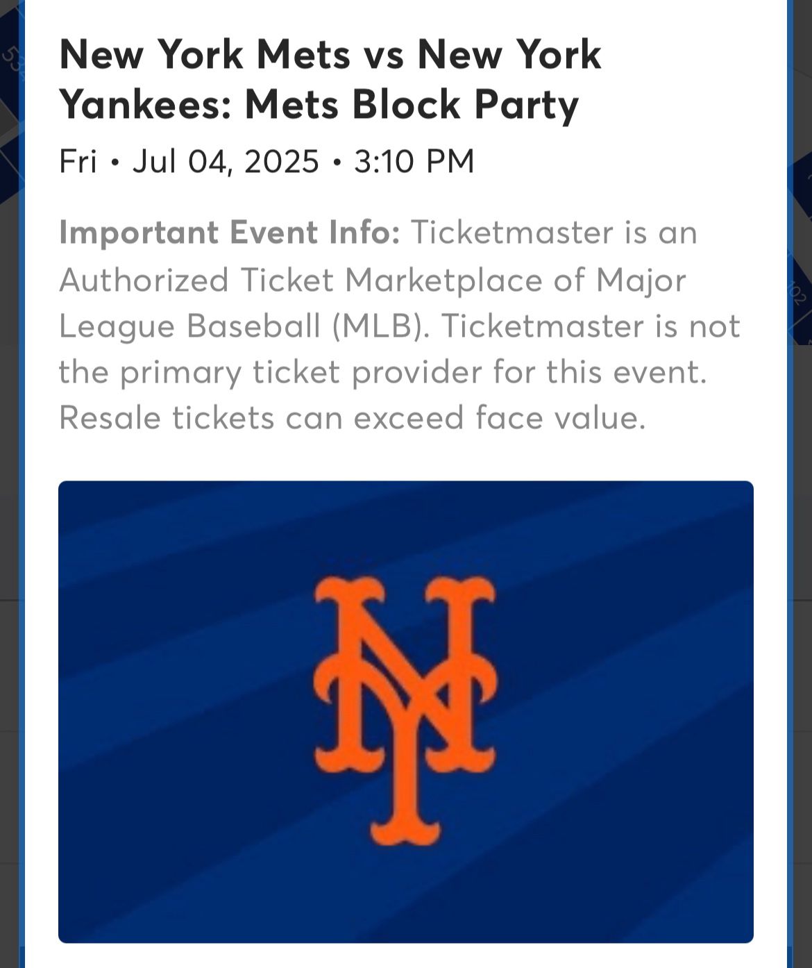 Yankees @ Mets Friday 7/4