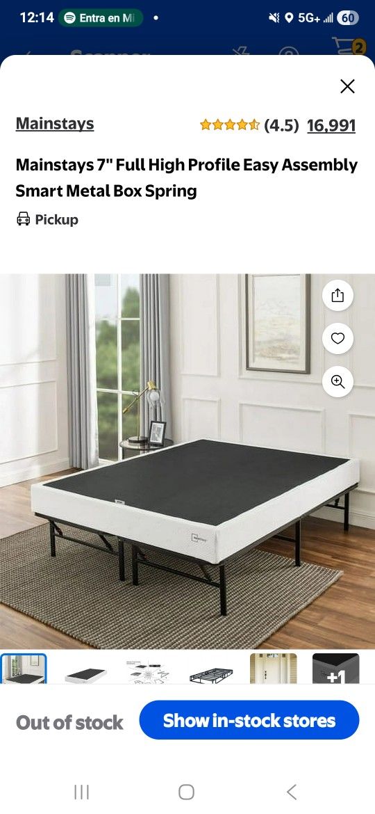 Mainstays 7" Full High Profile Easy Assembly Smart Metal Box Spring